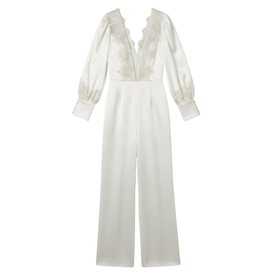 Mono de Novia Moderno Seville Sunset Column Jumpsuit Crepé Satén de Lujo con Encaje Bordado y Elegancia Andaluza (6)