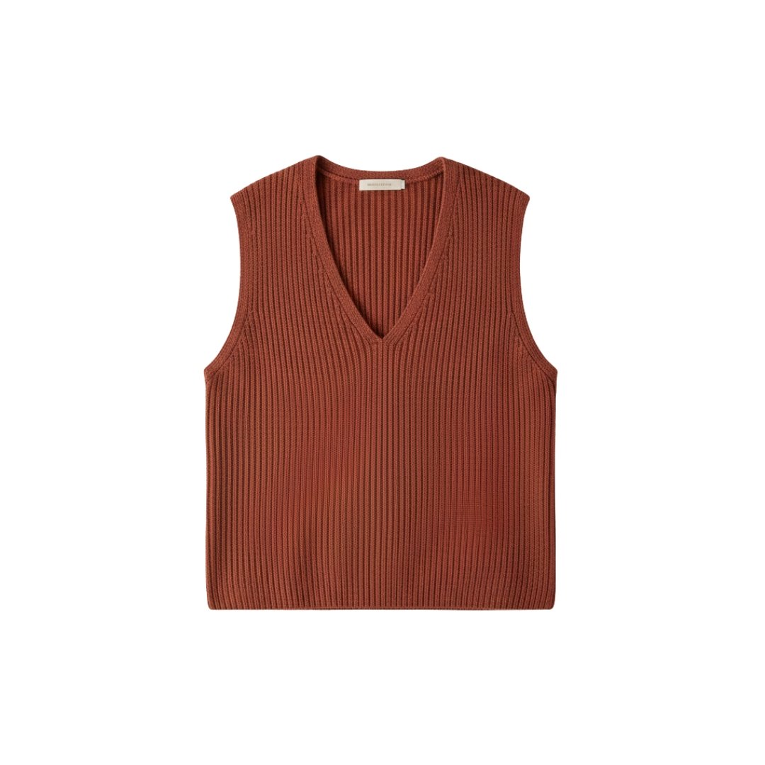 Top Ligero Andalusian Earth Vest Mezcla de Viscosa Ecovero™ y Algodón Reciclado con Tejido Acanalado Natural (1)