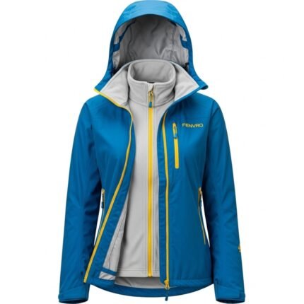 Chaqueta de Montaña 3 en 1 Fenvro NH100 Impermeable para Mujer Trekking